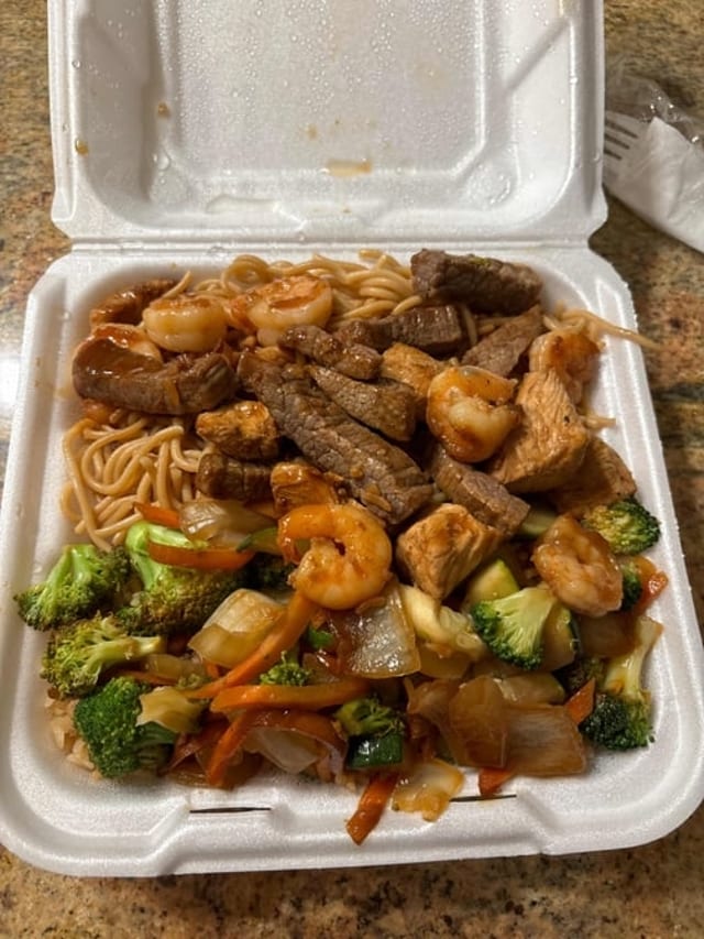 Steak, Chicken & Shrimp.