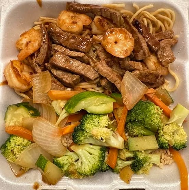 Steak and Shrimp Udon.
